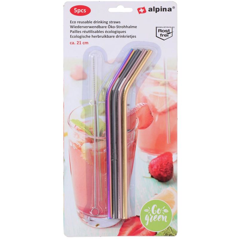 Alpina Stainless Steel Straws | 4pk with washing brush
