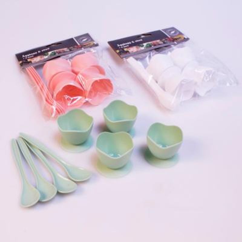 Eggeglass med skje 4pk | Flere farger