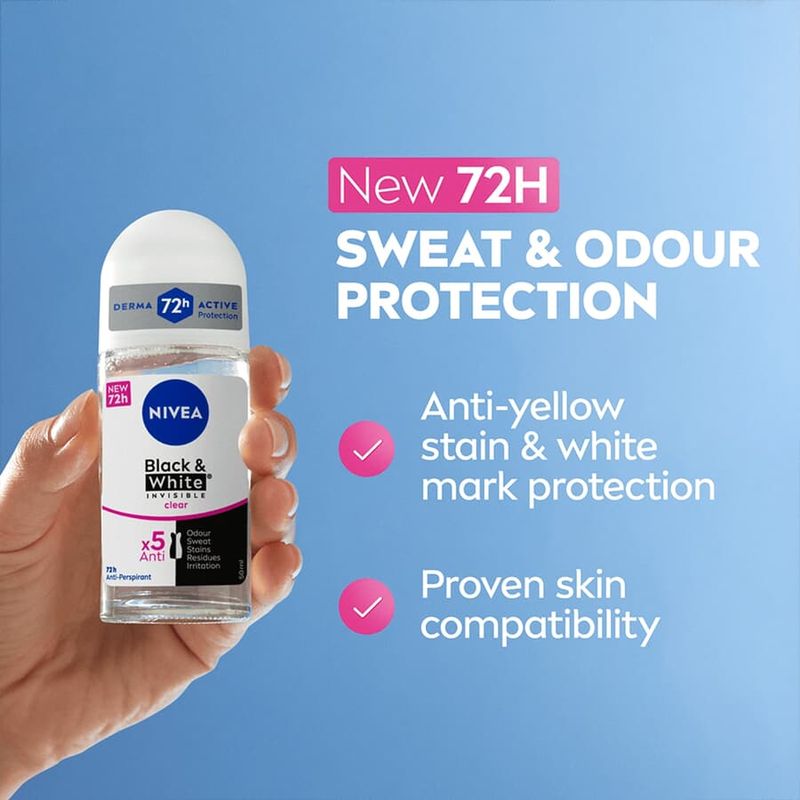 Nivea Deo Black & White Invisible Clear Roll-On 50ml