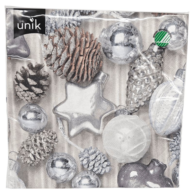 Christmas napkins silver 20pk 3-ply | 33x33cm | Unique