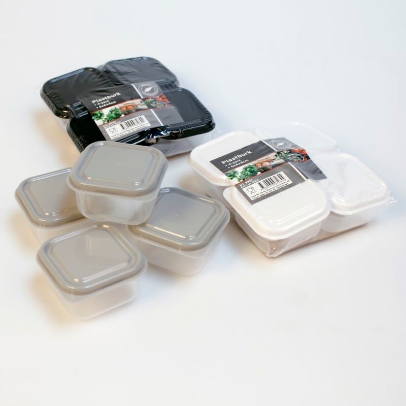 Små Plastbokser Firkantet 4pk | Matsikre