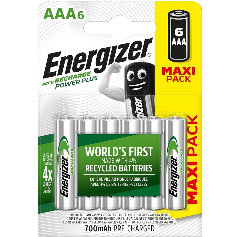 Energizer AAA rechargeable batteries 6pk | 700mAh