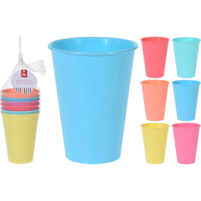 Plastic Cups 6pk Different Colors 400ml