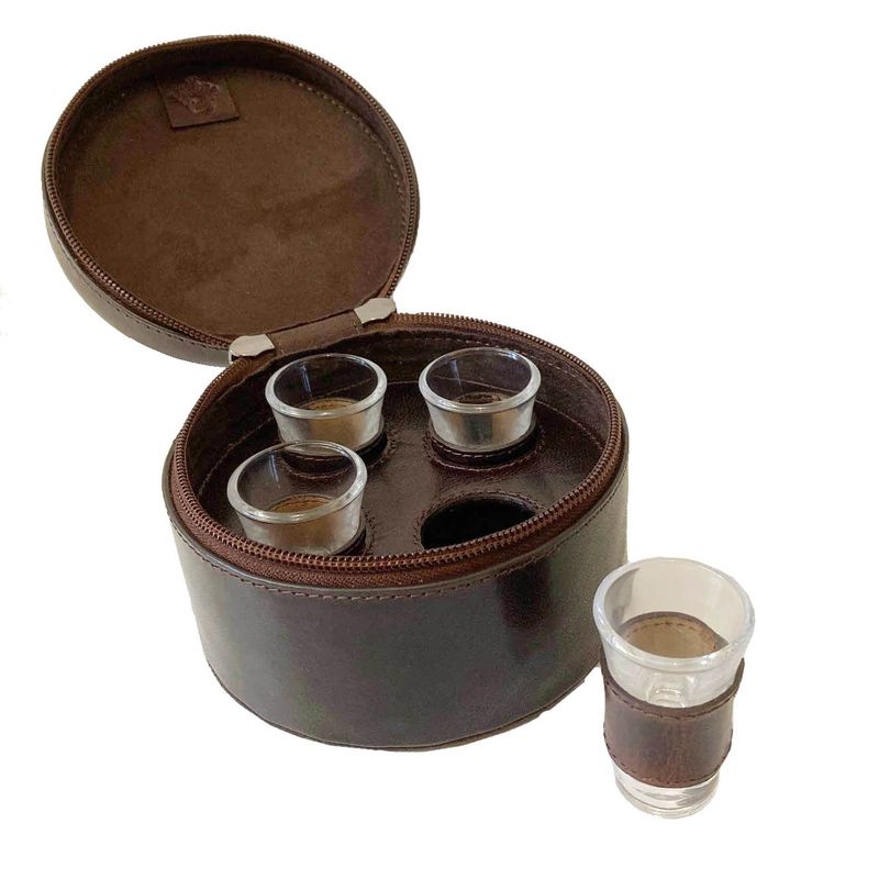 Brännö Snap bag with 4 shot glasses of 2.5 cl - Leather