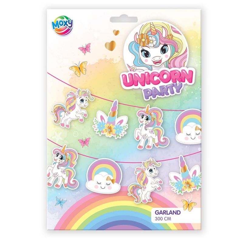 Unicorn garland 3m | Magical birthday decor with 14 figures