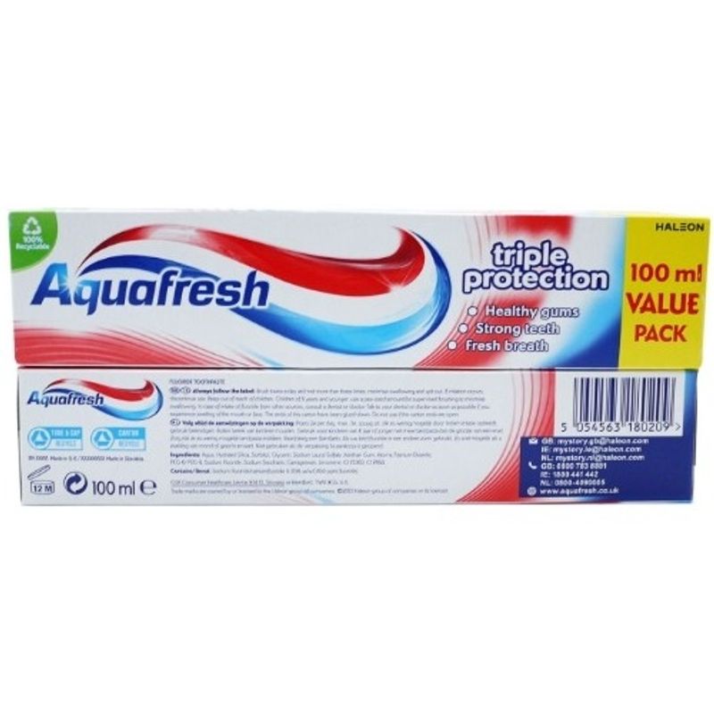 Aquafresh Triple Protection Toothpaste 100ml | Fluorine & fresh breath