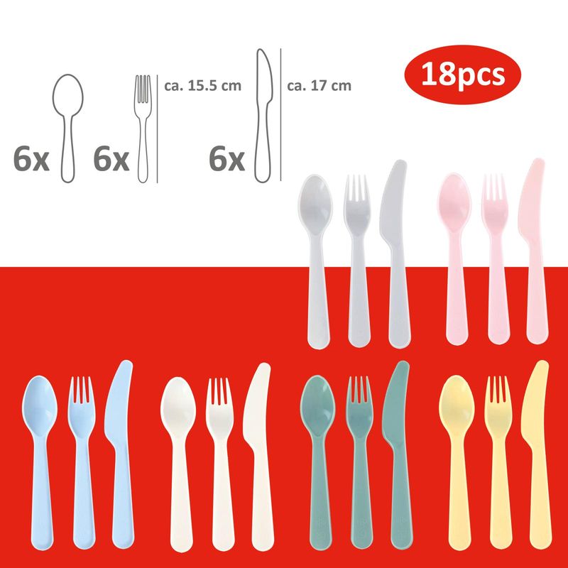 Cutlery Set Plastic 18 Pieces Different Colors | Alpina