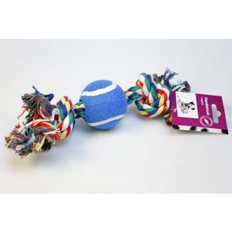 Dog Toy Rope Bone with Ball 27cm