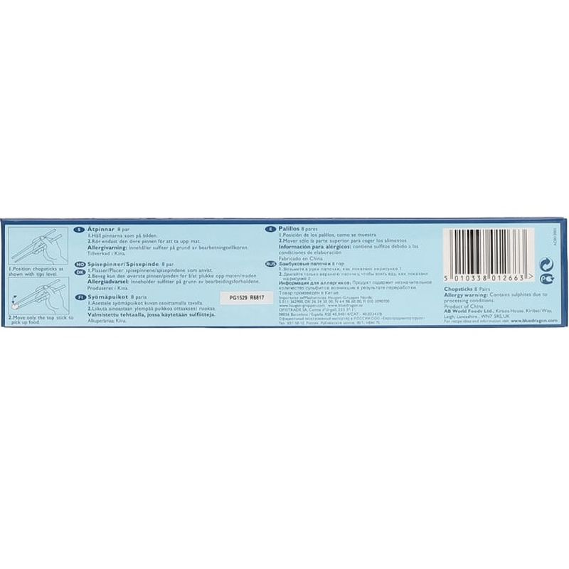 Blue Dragon bamboo chopsticks 8 pairs