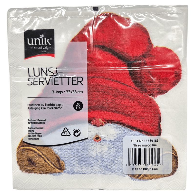 Christmas napkins Santa's head 20pk 3 - layers | 33x33cm | Unique