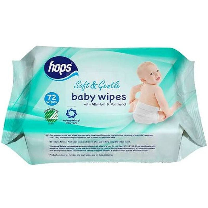 Hops Wet Wipes Sensitive 72pcs | Fragrance-free and gentle