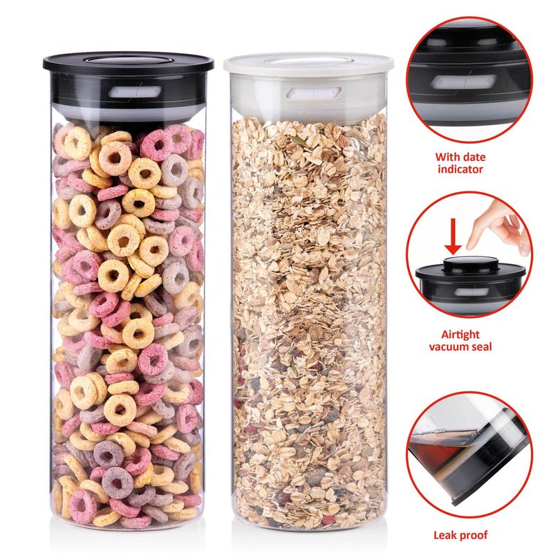 Alpina glass jar with vacuum lid 1.7L | Black/White
