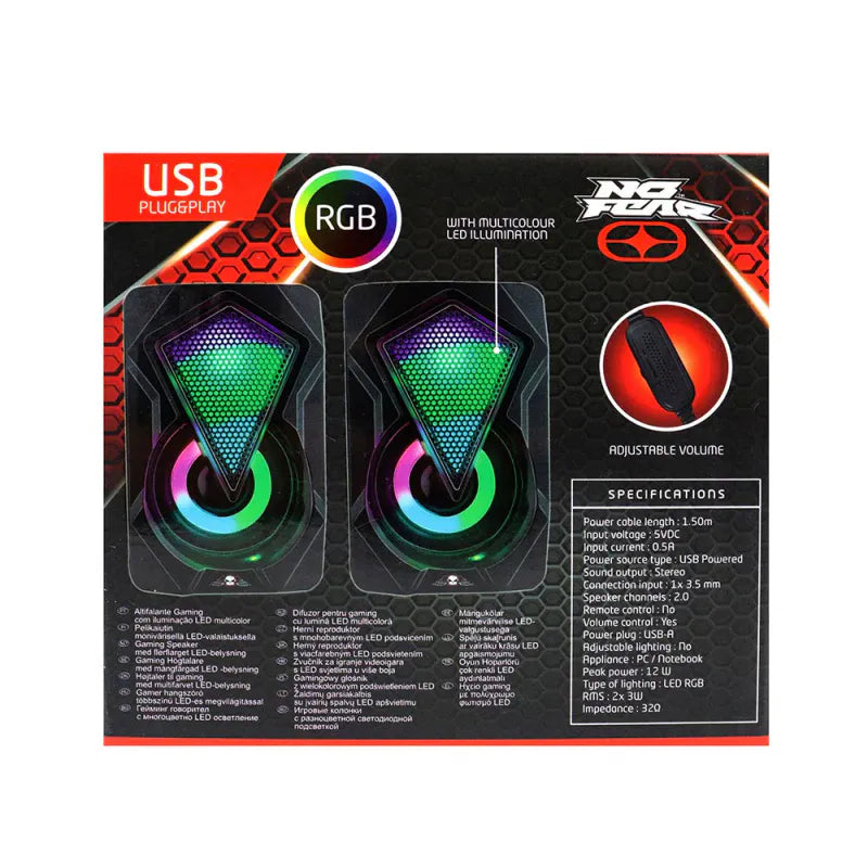 Gaminghøyttalere med RGB lys | No Fear Mini PC - høyttalere