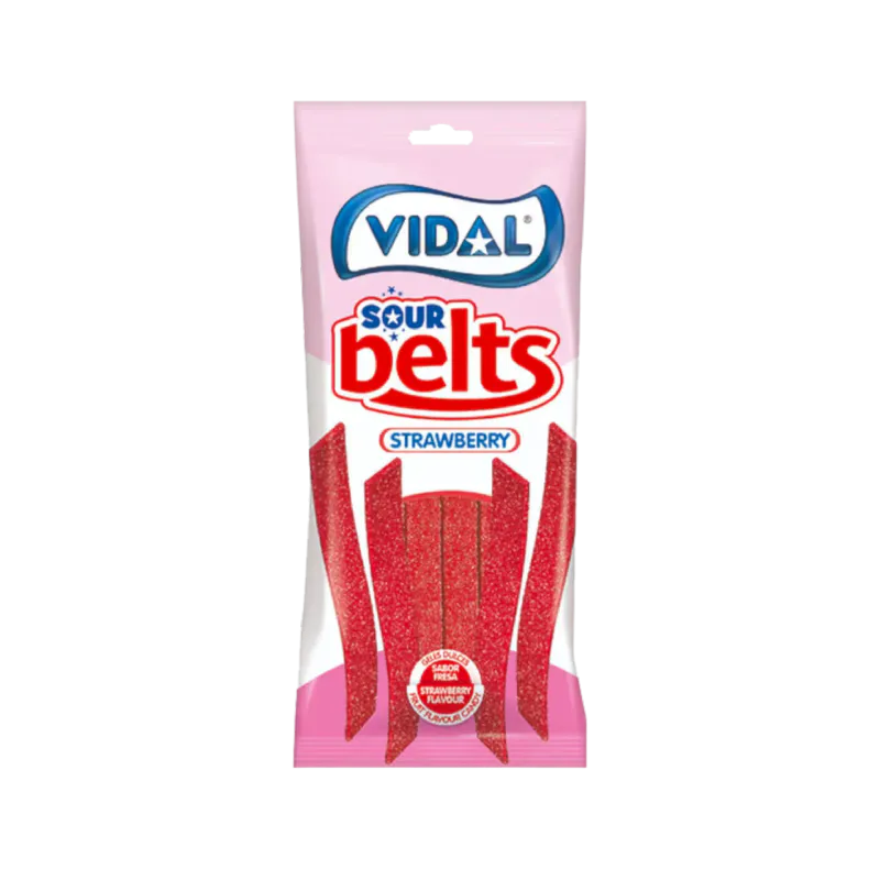 Vidal Sour Belts Strawberry 14x90g Large Pack
