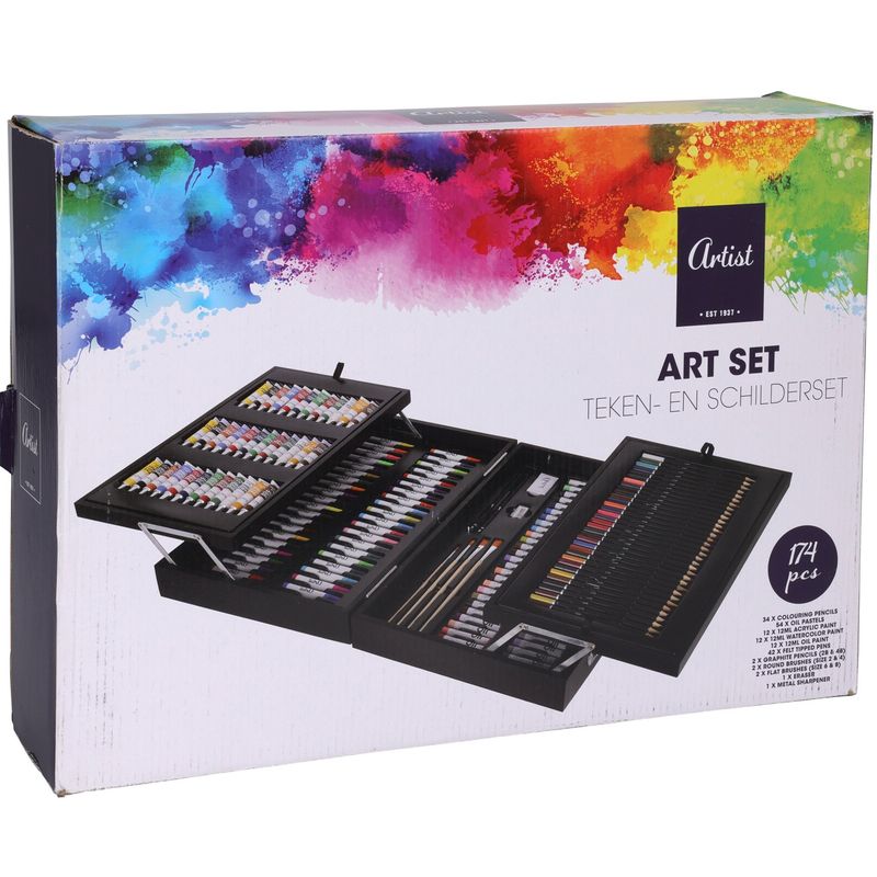 Artist Art Set 174 pieces in wooden case