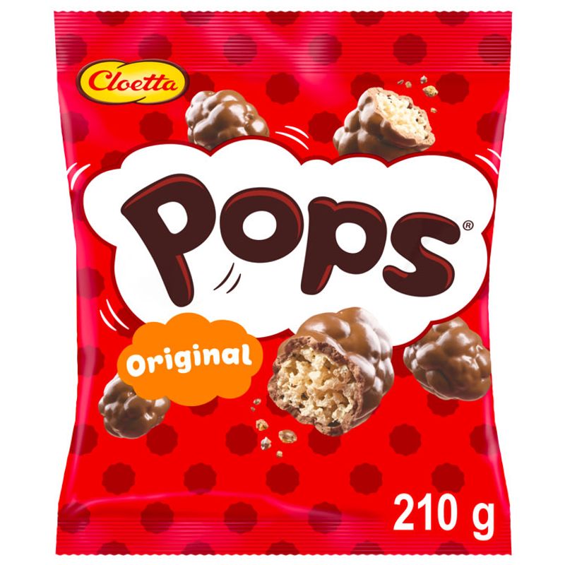 Pops Original 210g from Cloetta | Corn puffs in milk chocolate