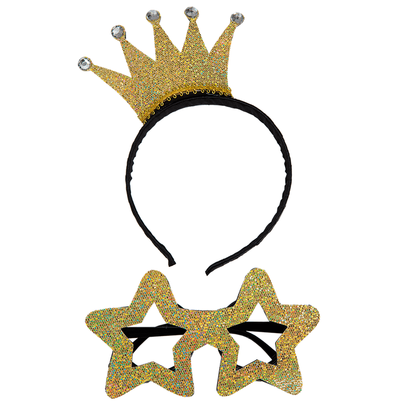 Hårbøyle med Krone & Briller Gull