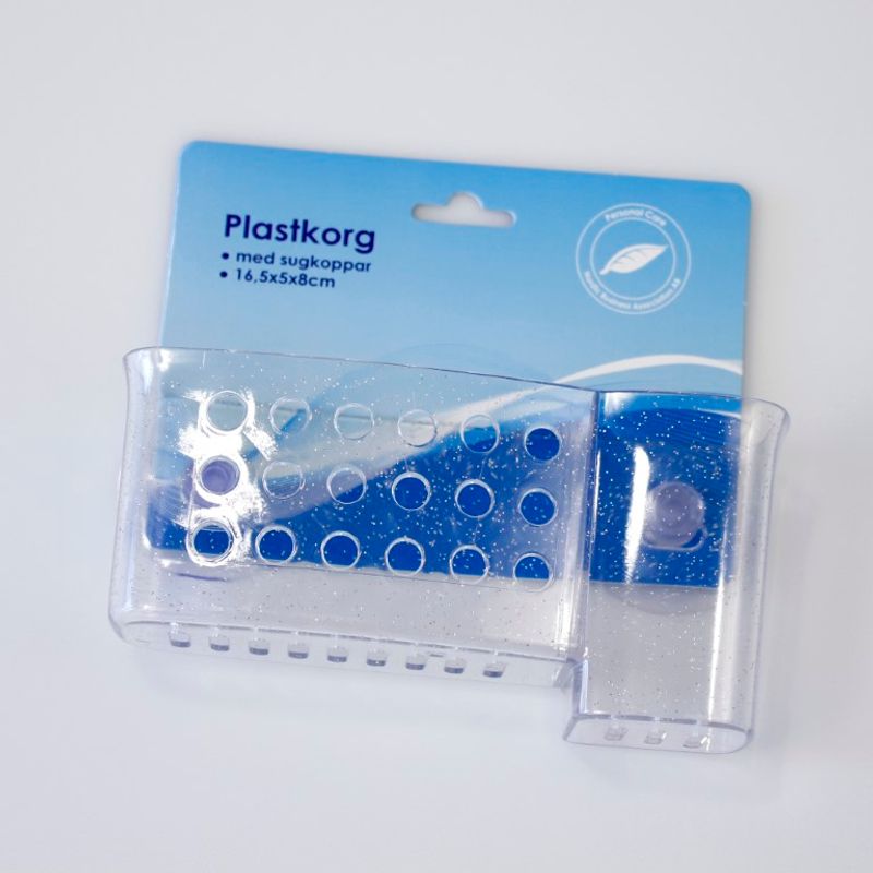 Plastic Basket with Suction Cups for Shower | Two Compartments | 16.5x5x8cm