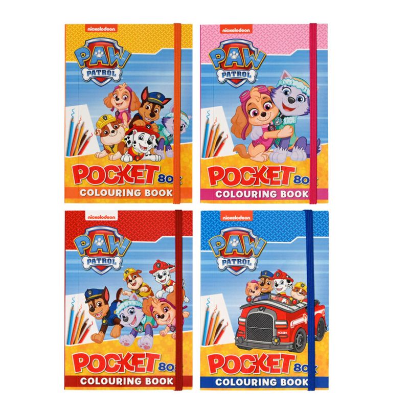 Paw Patrol pocket fargeleggingsbok 80 sider | 4 ass