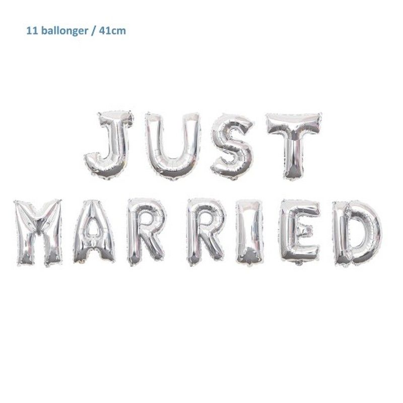 Tinka Foil Balloons Just Married Silver 41cm
