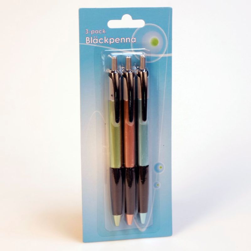 Printable Ballpoint Pens Rubber Grip 3pk