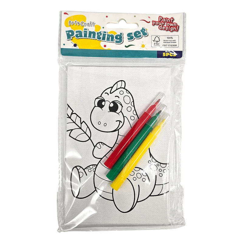 Canvas Plates Dinosaur & Unicorn With Markers