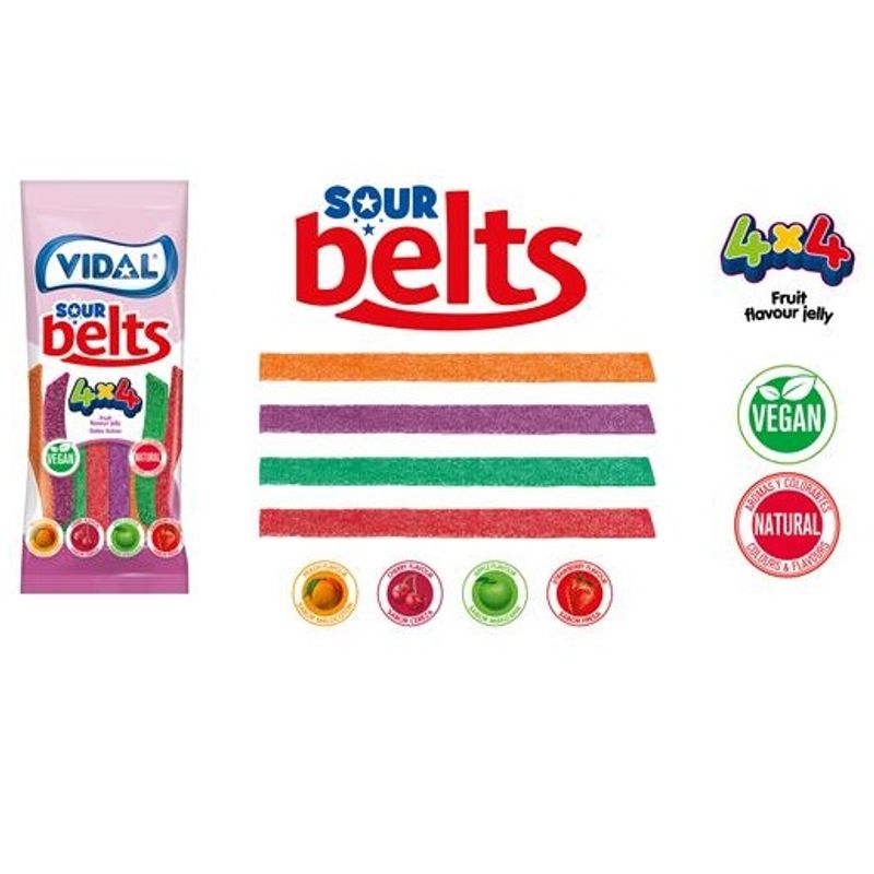Vidal Sour Belts 4x4 100g
