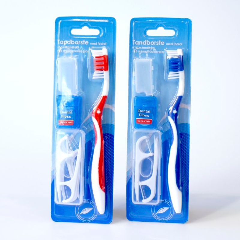 Toothbrush travel set | Includes dental floss & flosser | Perfect for travel