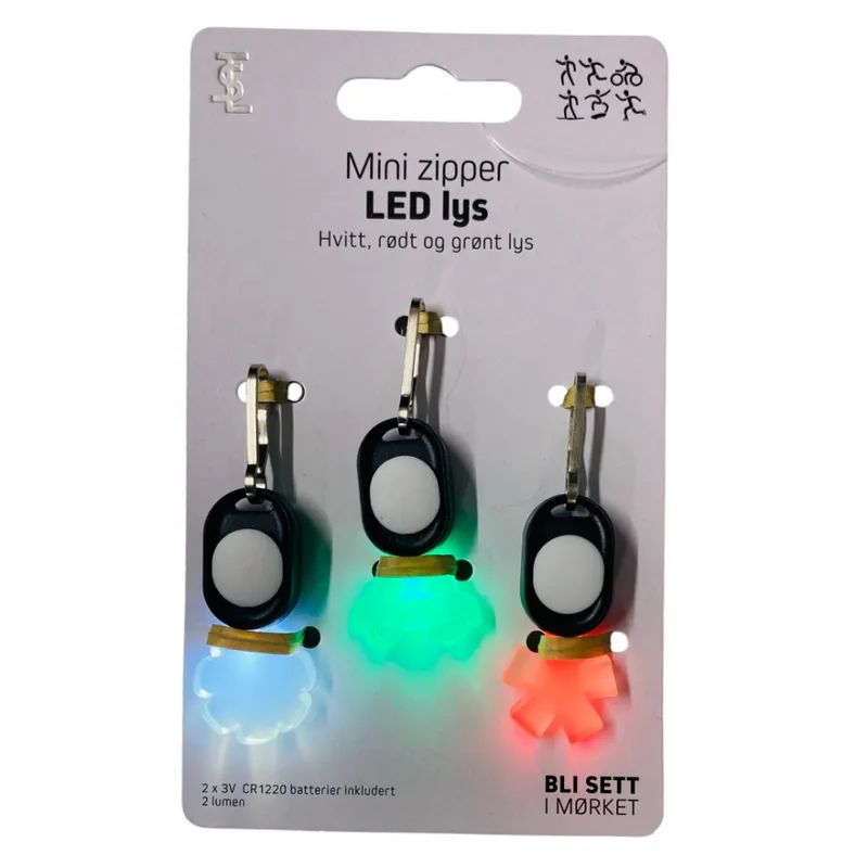 LED - lys med klips 3pk | Bli sett i mørket | 3 farger