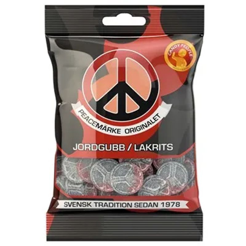 Peacemerke Jordbær og Lakris 18x80g | Storpakk