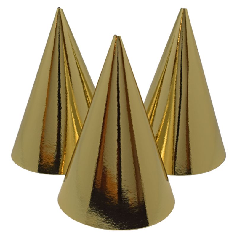 Party hats Gold 6pk