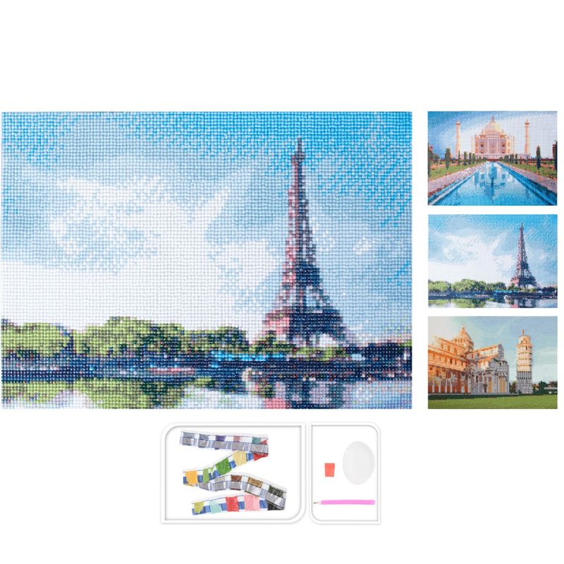 Diamond Painting 30x40 cm - Pisa, Eiffel Tower, Taj Mahal