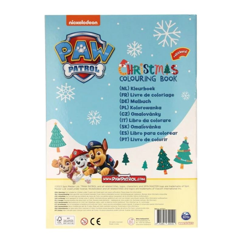 Paw Patrol fargeleggingsbok jul + klistremerker