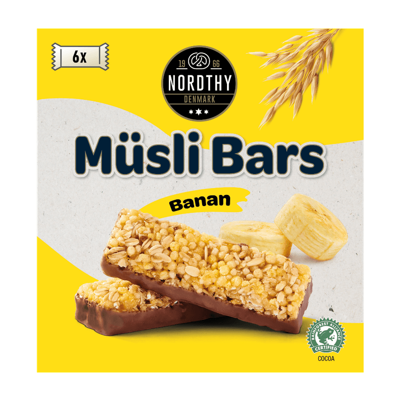 Nordthy Müsli Bar Banan 150g | 6 x 25g | Mellommåltid på farten