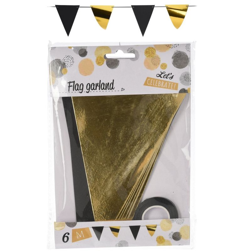 Flag Banner Pennant Black & Gold 6m