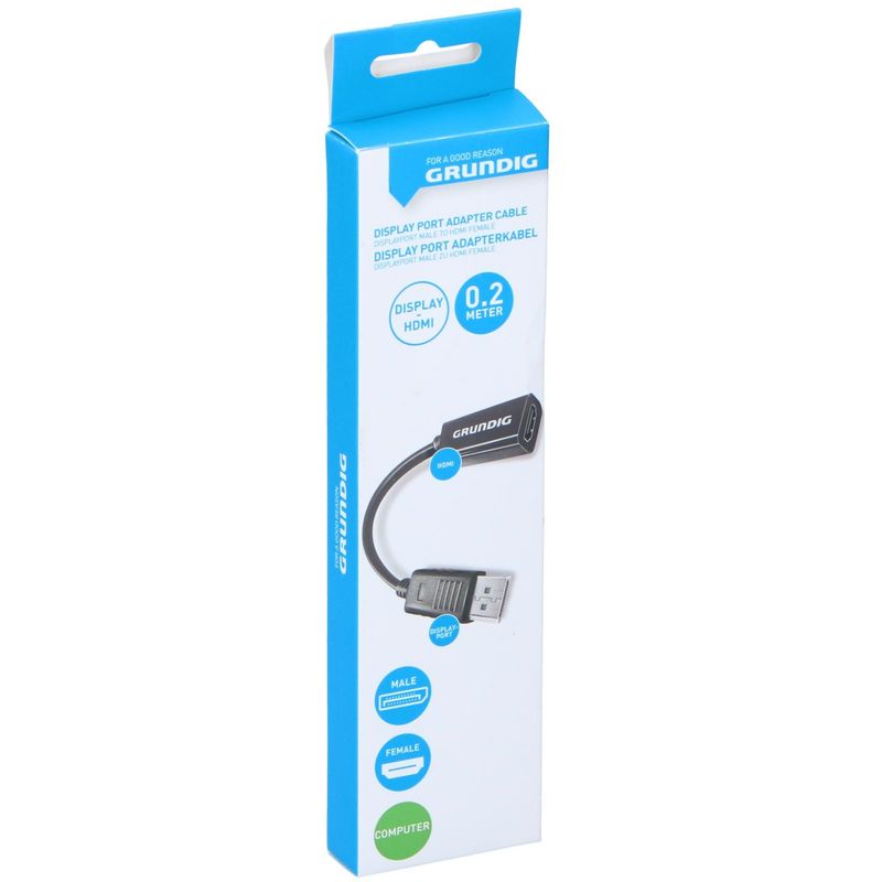 Grundig Adapter DisplayPort til HDMI | 0,2m Kabel