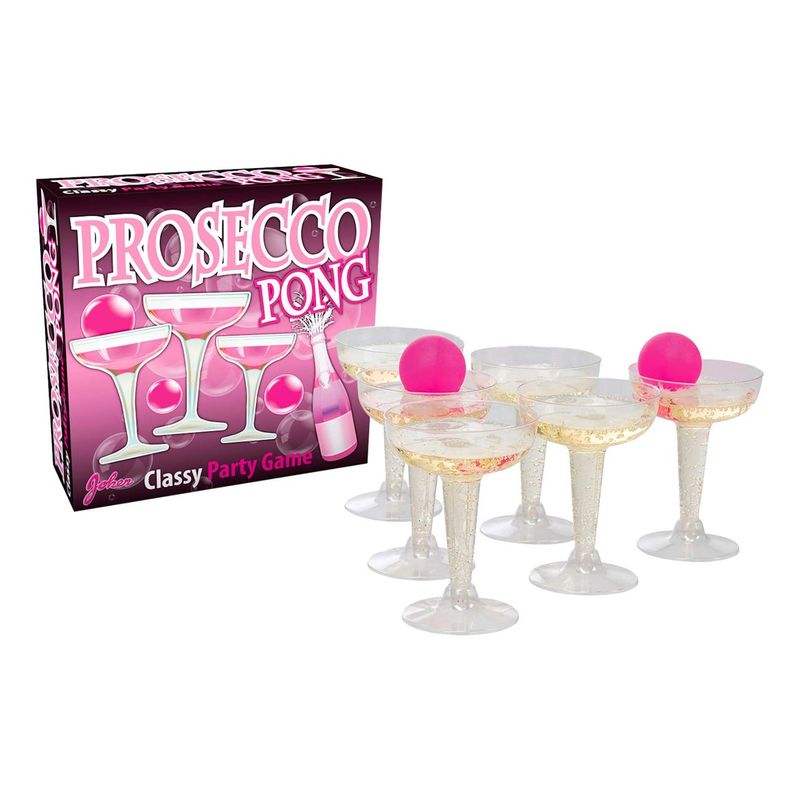Prosecco Pong | Party game with 12 glasses and pink balls
