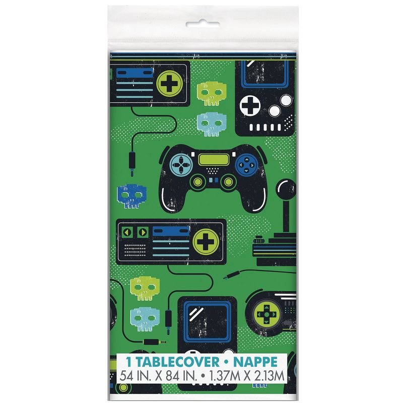 Gaming Birthday Plastic Tablecloth 137x214cm