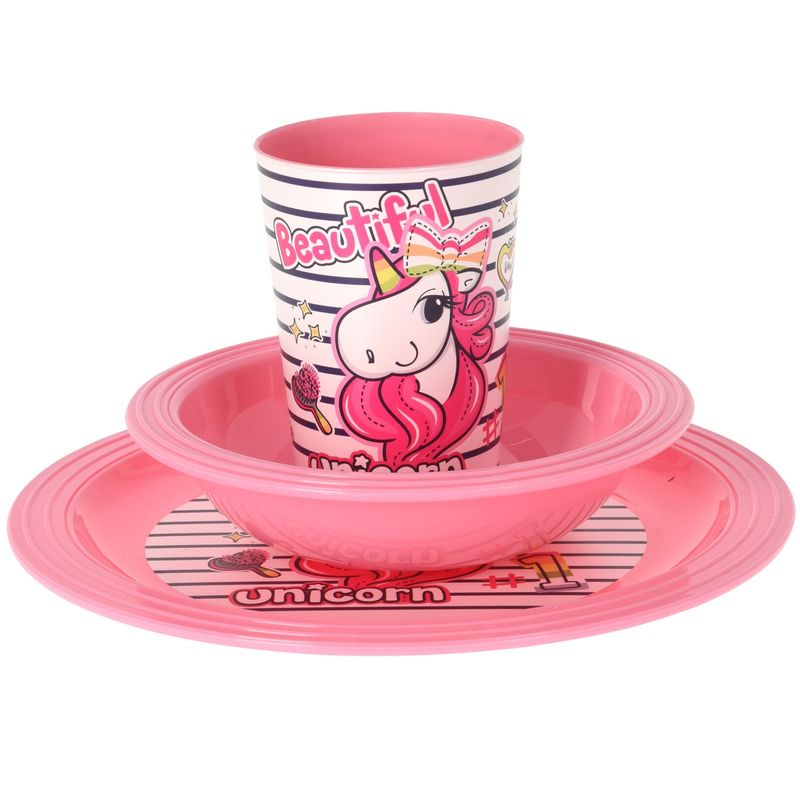 Dining set 3 pieces Blue / Pink