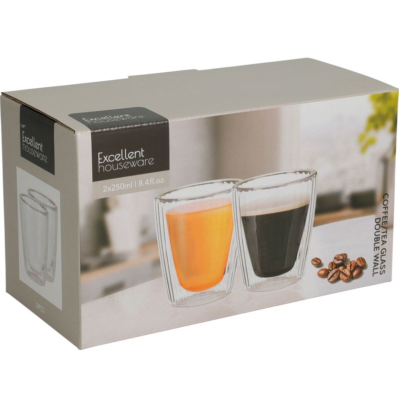 Double-walled drinking glasses 2pk 250ml | Insulated glasses | Elegant