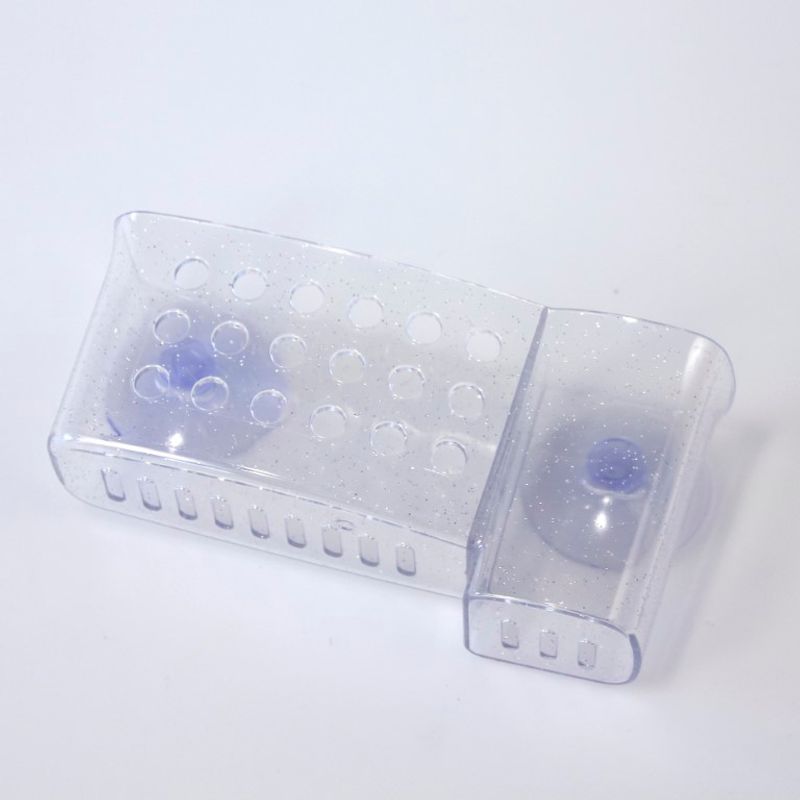 Plastic Basket with Suction Cups for Shower | Two Compartments | 16.5x5x8cm
