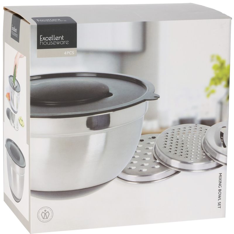 Mixing Bowl with Grater | Excellent Houseware | Stainless Steel 25cm