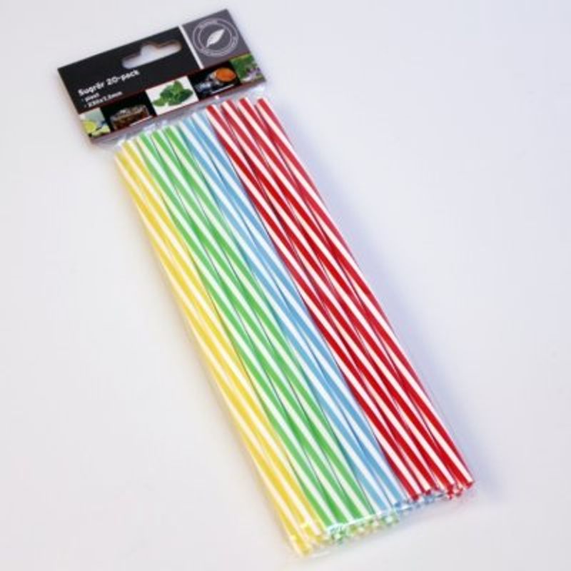 Plastic Straws 20pk Mixed Colors - Reusable