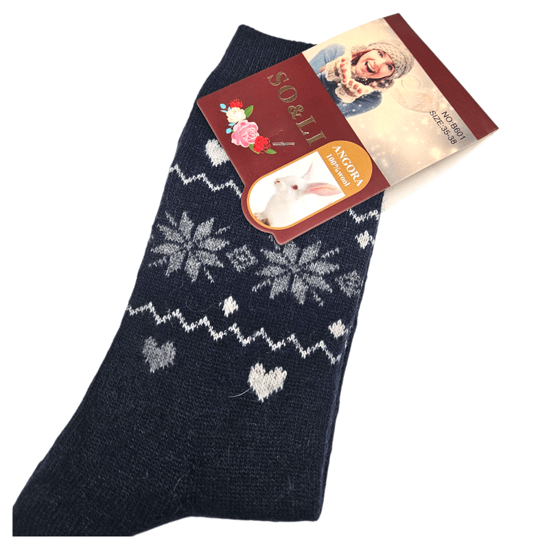 Angora Wool Socks Women 3 pairs 35 - 42 | Angora wool with winter motif