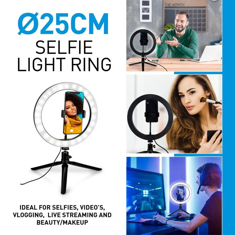 Grundig Selfie Ring Light 25cm | Ringlys med Stativ