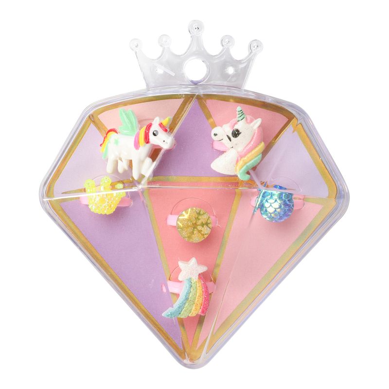 Ring set with unicorns | 6 rings in gift box