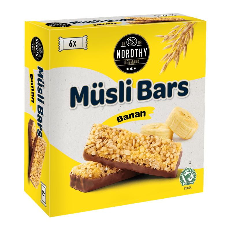 Nordthy Müsli Bar Banan 150g | 6 x 25g | Mellommåltid på farten