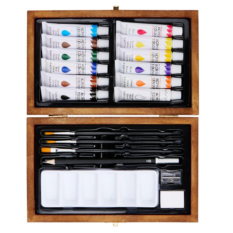 Artico Acrylic Paint Set In Wooden Box 20 Pieces