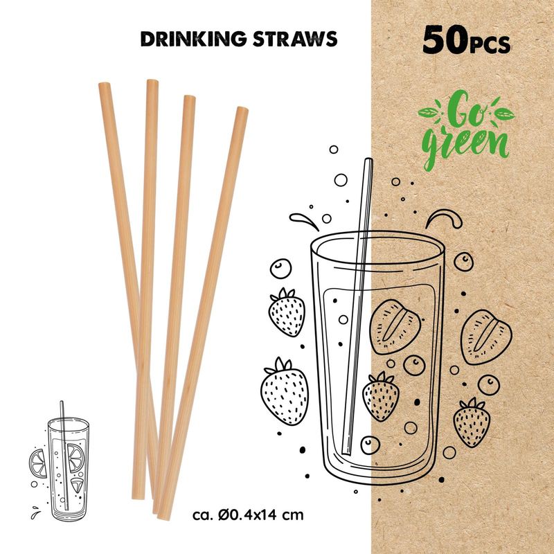 Sustainable Disposable Straws | 50 pcs Natural Wheat
