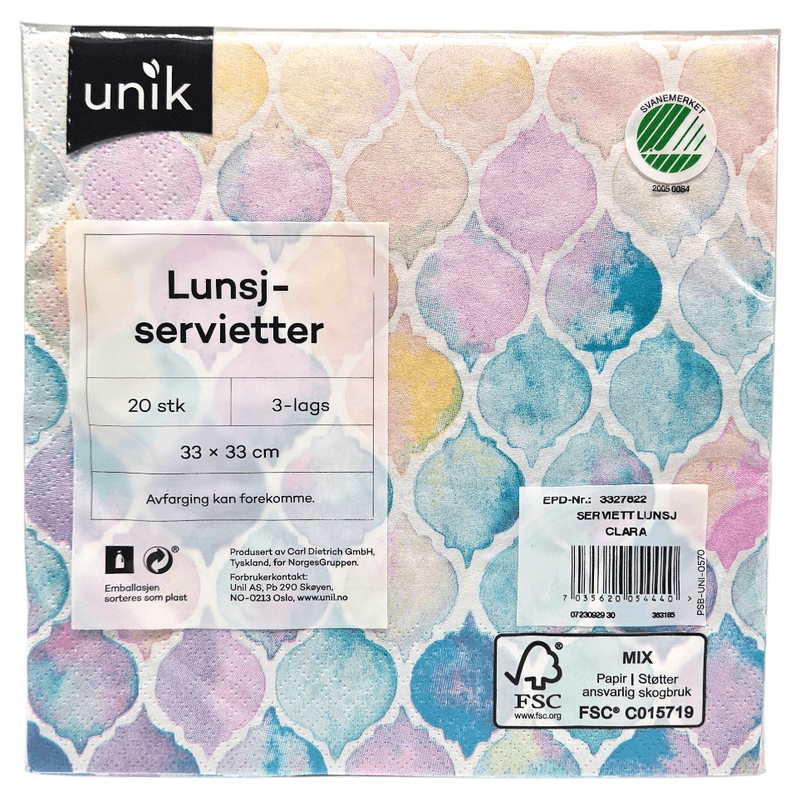 Napkins Clara 20pk 3 - ply | 33x33cm | Unique